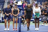 L-R: Lucie Hradecka, Linda Noskova, Serena Williams, and Venus Williams